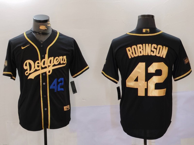 Men Los Angeles Dodgers #42 Robinson Black Game 2024 Nike MLB Jersey style 9123